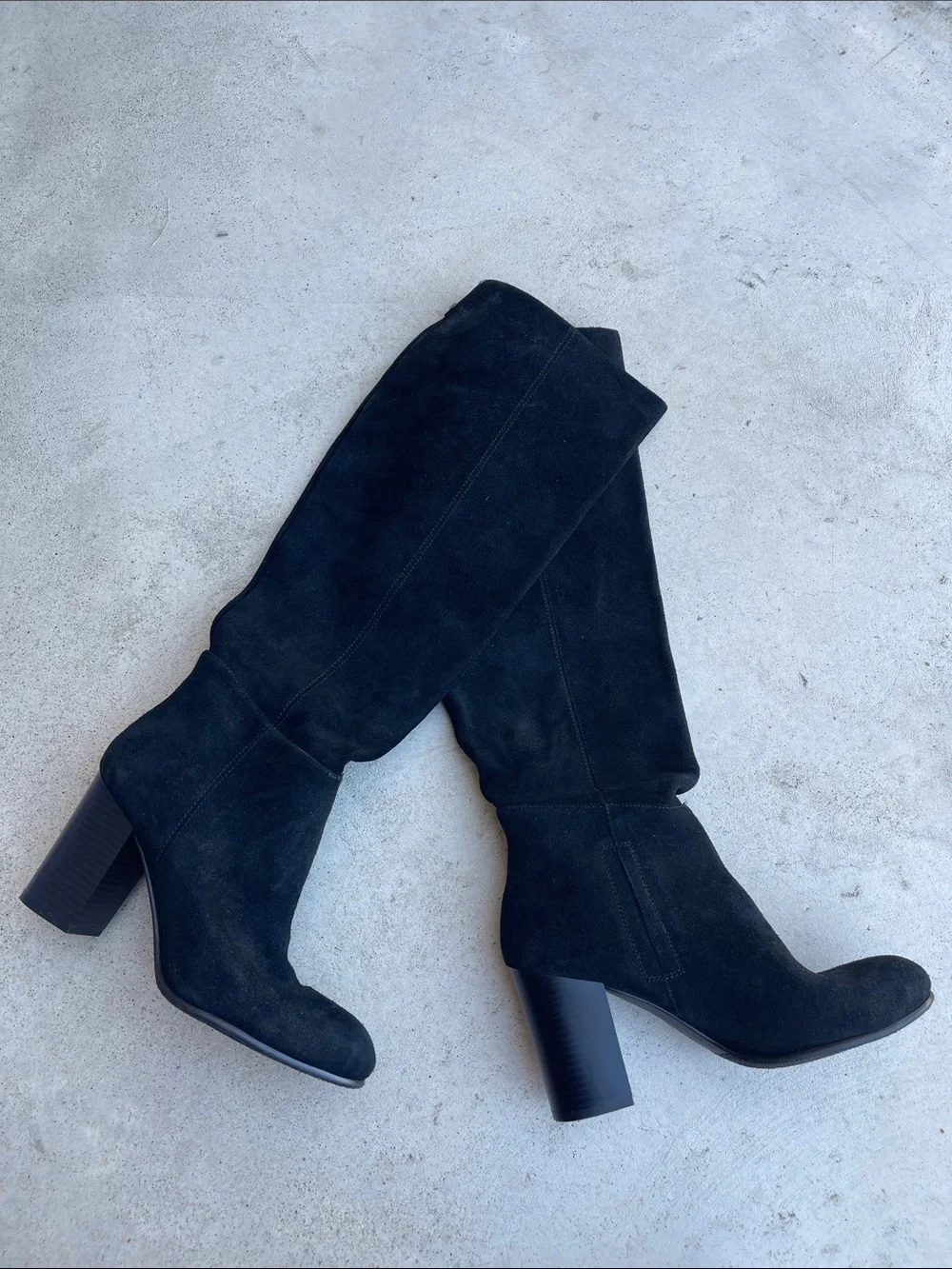 Sam Edelman Silas Black Suede Knee High Boots Women’s Size 8 Block Heel